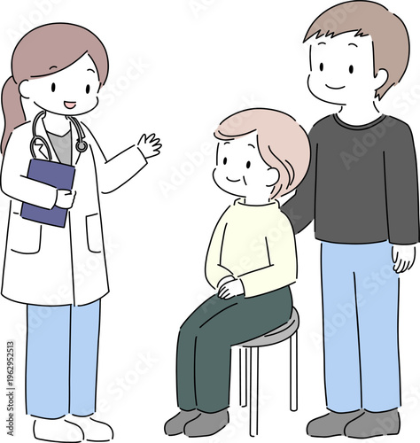 医者と患者の診察医療イラスト素材