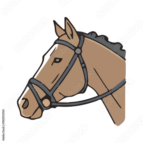 Horse Head with Bridle Illustration