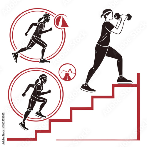 Woman engaging in various fitness activities