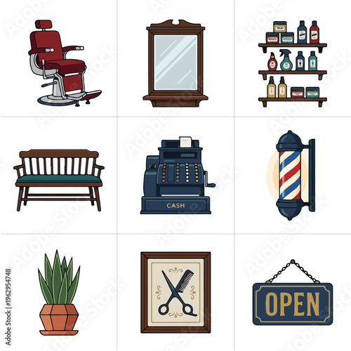 Barber Shop Vintage Icons.