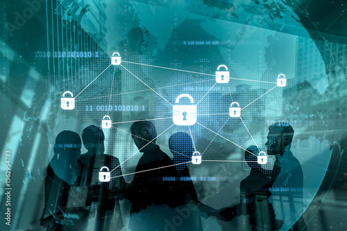 Foto Cyber security protection and cyber security strategies against cyber threats, system hacks, digital breaches, network attacks, and safeguarding data with strong cyber security infrastructure