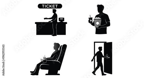 Enjoying the full cinematic journey, from buying tickets, grabbing snacks, watching a film, to exiting.