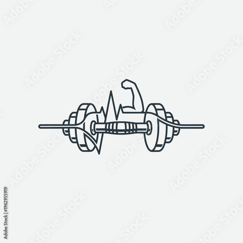 Black line drawing of dumbbell weight.