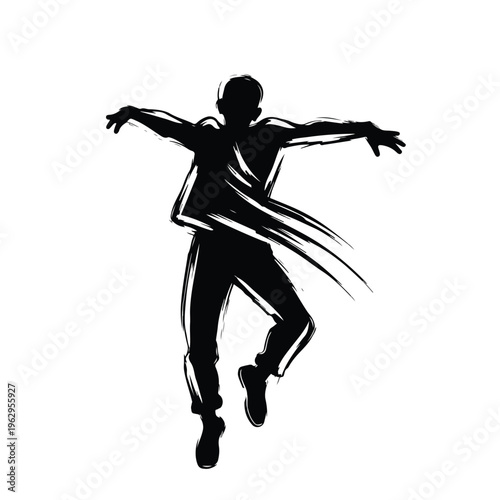 A silhouette of a dancing person with a brushstroke effect