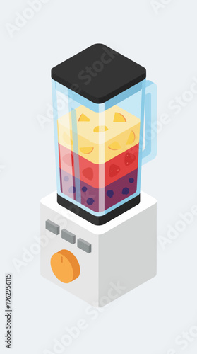 A vibrant blender filled with colorful fruits represents a healthy lifestyle and the joy of making delicious, nutritious smoothies and beverages at home.