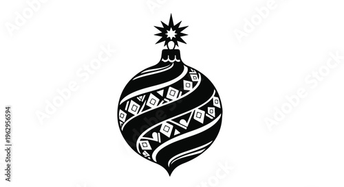 Christmas ornament illustration with intricate patterns on a white background.
