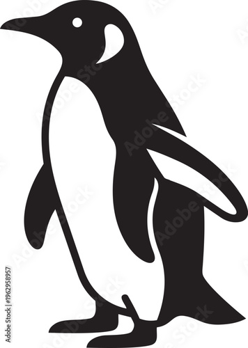 This image is a silhouette of a Penguin, a flightless bird that is highly adapted to life in the water.  isolated on white background