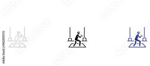  Industrial Worker Icon Set, Factory Manufacturing and Craftsman Vector Illustration, Manual Labor Technical Line Art and Silhouette Graphics for Production, Engineering and Workshop Concepts