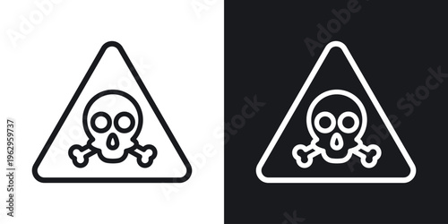 Toxic sign set in black and white stroke lines