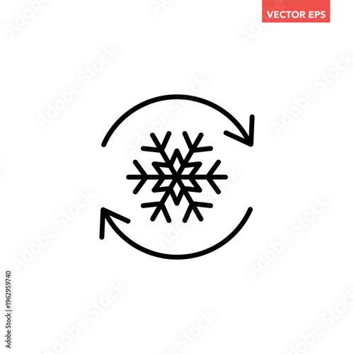 Black freezer control line icon, auto cooling or defrost, conditioning car or house flat design vector pictogram vector for app web website button ui ux interface elements isolated on white background