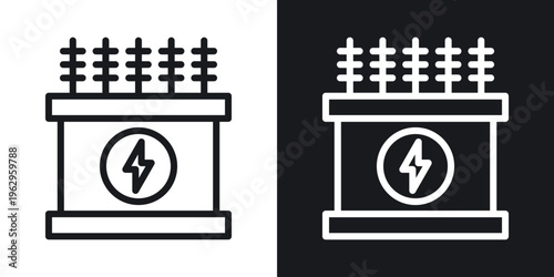 Transformer icon set in black and white stroke lines