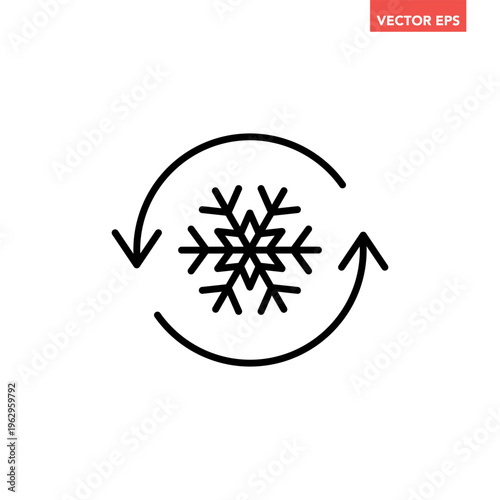 Black freezer control line icon, auto cooling or defrost, conditioning car or house flat design vector pictogram vector for app web website button ui ux interface elements isolated on white background