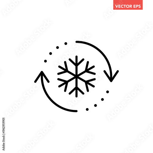 Black freezer control line icon, auto cooling or defrost, conditioning car or house flat design vector pictogram vector for app web website button ui ux interface elements isolated on white background