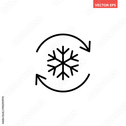 Black freezer control line icon, auto cooling or defrost, conditioning car or house flat design vector pictogram vector for app web website button ui ux interface elements isolated on white background