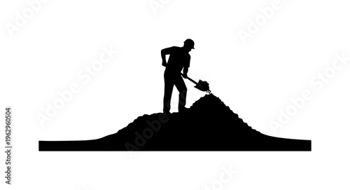Construction Worker Digging with Shovel Silhouette