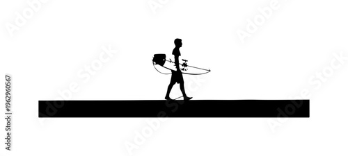 Silhouette of Person Carrying Bow and Quiver