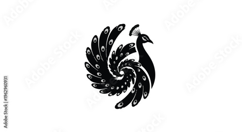 Peacock icon features a stylized tail forming a black spiral pattern on a plain background.
