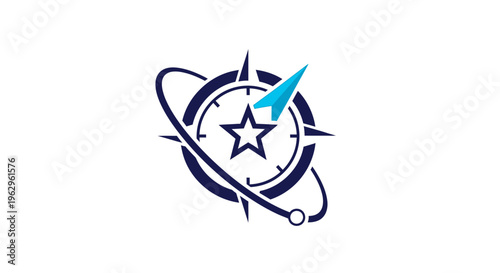 Global Navigation Concept with Paper Airplane and Compass