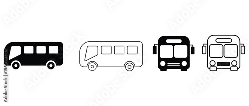 Bus Icons set. Bus vector icon. public transport, travel, and urban journey symbols.