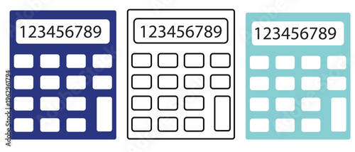 Calculator icon vector. Accounting calculator sign and symbol. Electronic calculator icon set showing calculation device mathematics accounting outline silhouette flat styles vector.