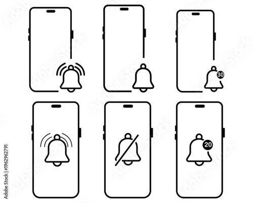 Notification bell icon. Alarm symbol. Incoming inbox message. Ringing bells. Alarm clock and smartphone application alert. Social media element. New message symbol . vector illustration.