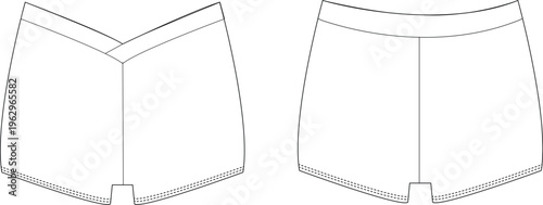 V-front hotpants technical drawing