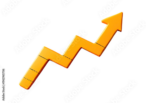 Ascending orange arrow, zigzag path, dark background