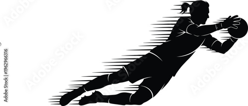 Football player diving to catch a ball