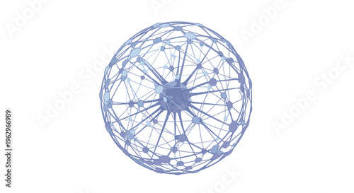 Global Network Connection, Abstract Digital Sphere with Nodes