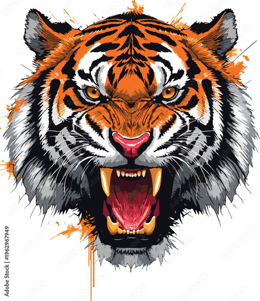 Fototapeta premium Head of tiger illustration for souvenir items and tiger head vector