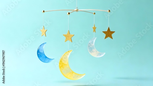 Moon and star mobile decoration