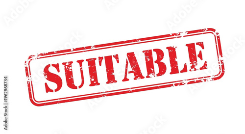 A red rectangular stamp displaying the word suitable in bold capital letters