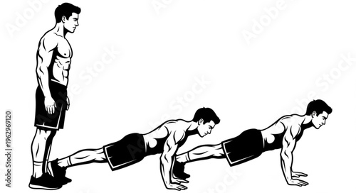 Man doing push ups exercise routine.
