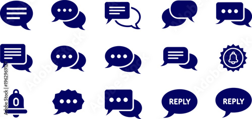 speech bubble silhouette icons, chat bubble icon set, conversation icons, dialogue box vector, message balloon icon, comment symbol, notification bubble, reply arrow icon, messaging app icons, solid f