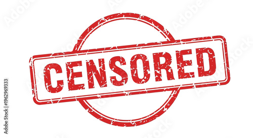 A red circular censored stamp isolated on a white background