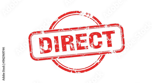 A distressed red stamp displaying the word direct within a circular border
