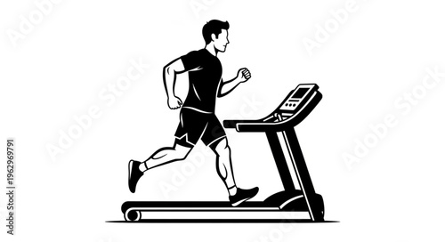 Man running on a treadmill fast.