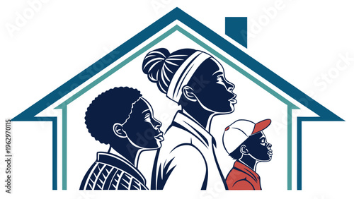 Family silhouettes under house roof symbolizing international day of families unity care support and togetherness concept illustration