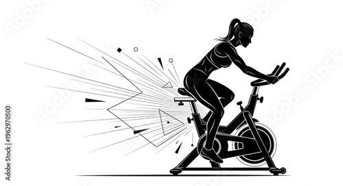 Woman Riding Exercise Bike Intense.