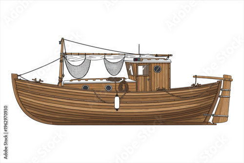 old fishing wooden boat