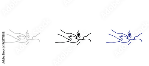  Hot Stone Massage and Herbal Compress Therapy Icon Set, Spa Wellness and Body Treatment Vector Illustration, Manual Therapy Concept Graphics, Minimalist Line Art and Silhouette Relaxation Icons