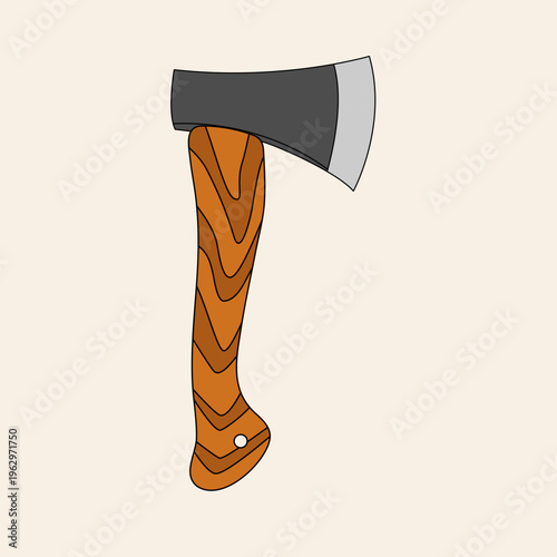 A simple cartoon illustration of a single axe with a brown wooden handle and a grey metal head.