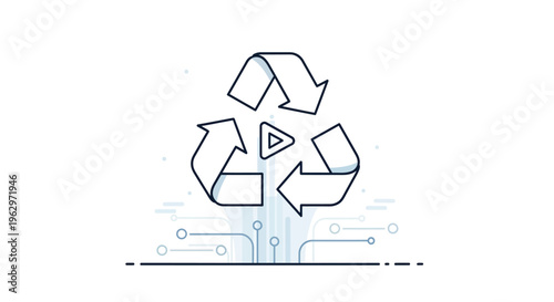 Recycling symbol with digital circuit elements.