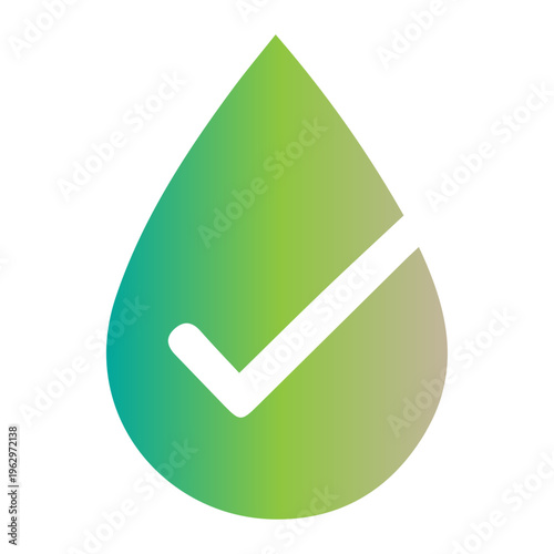 A green teardrop shaped icon with a white checkmark inside