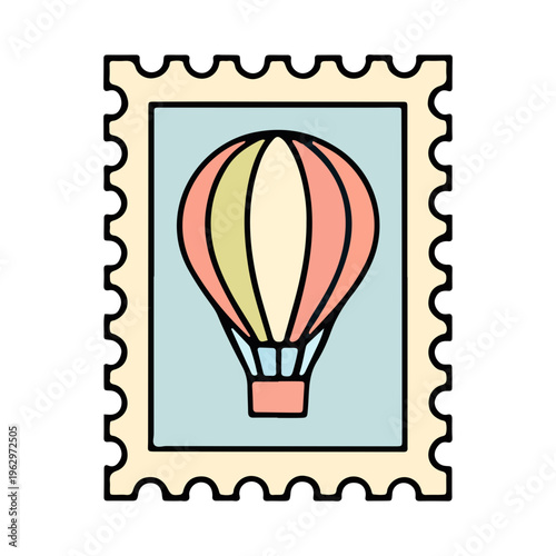 Hot Air Balloon Stamp Icon