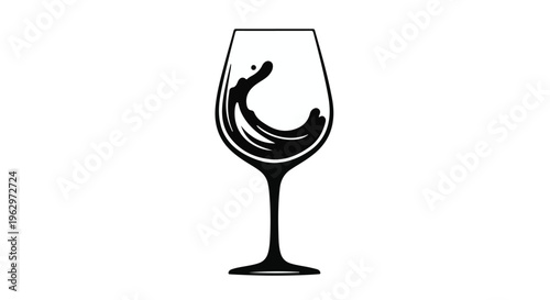Wine glass with a dynamic splash of liquid inside represents a celebratory toast, beverage enjoyment, or an elegant drink.