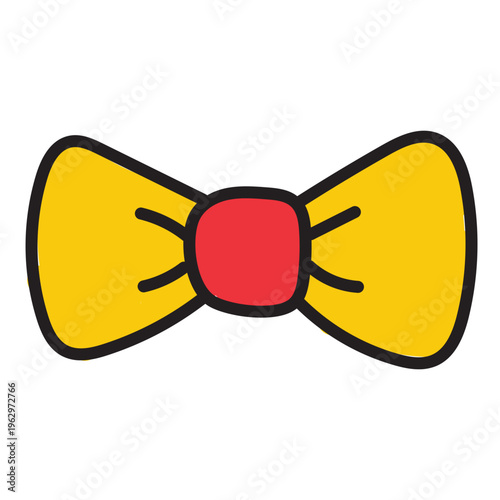 April Fools Day Funny Bow Tie Icon Clown Costume Accessory Cartoon Vector Illustration for Party Joke Outfit Theme
