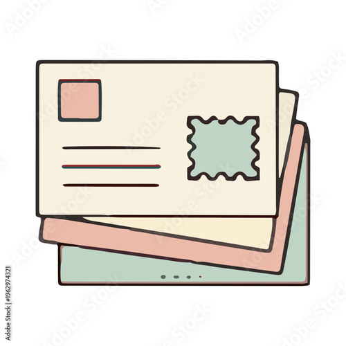 Stack of Postcards Illustration