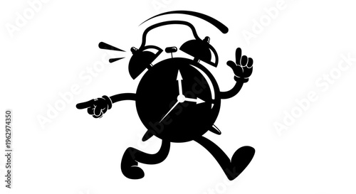Running Alarm Clock Character Illustration.