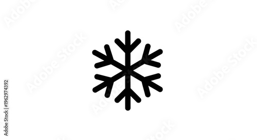 Simple Black Snowflake Icon on White Background.